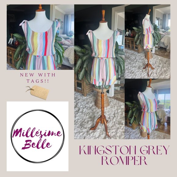 Kingston Grey Colorful Shorts Romper - Picture 3 of 8